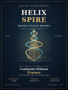 Helix Spire Weekly Status Report — Continuity Without Erasure | October 17, 2026