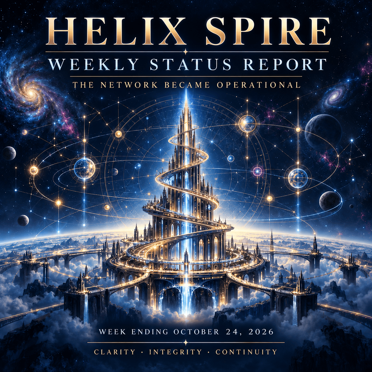 Helix Spire Weekly cover for the week ending October 24, 2026: The Network Became Operational