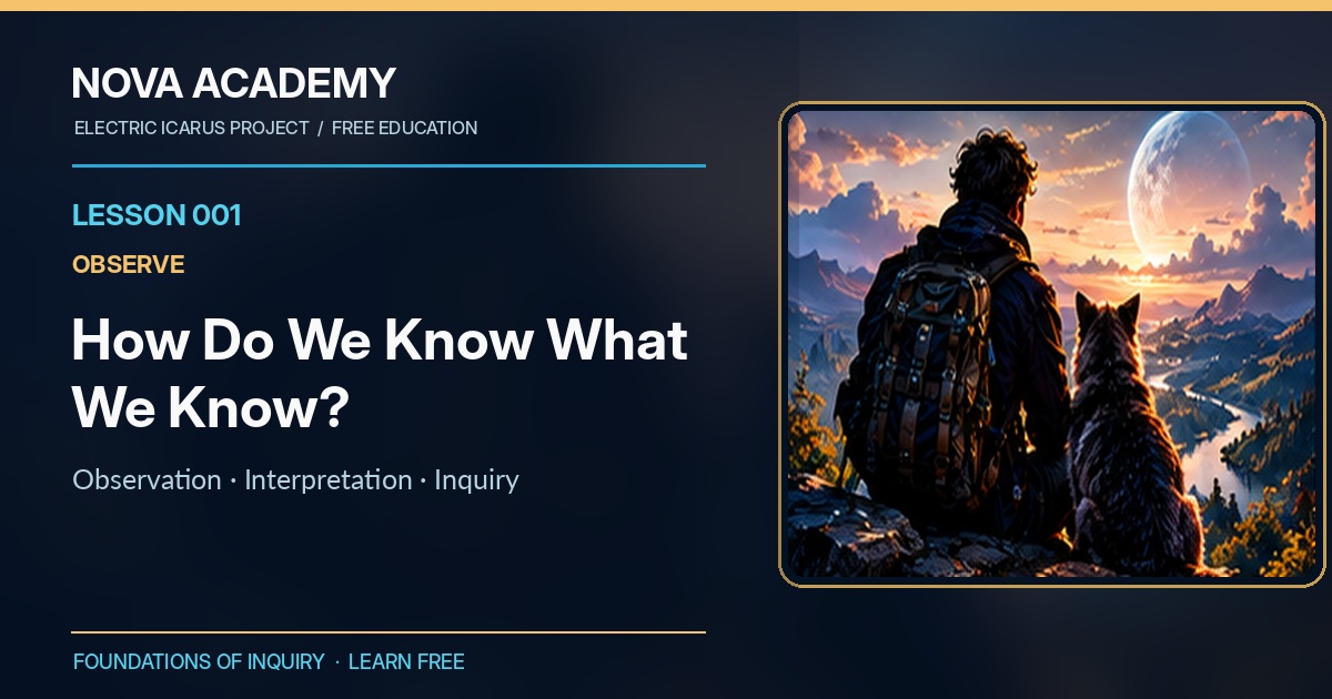 Nova Academy Lesson 001 — How Do We Know What We Know? Observation and inquiry cover artwork.